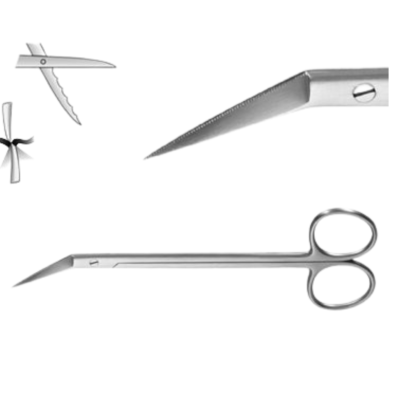 Locklin Gum Scissors, Angled, 16cm